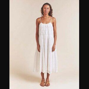 NEW Trovata Birds Of Paradis Julien Strappy Cotton Tiered White Eyelet Dress - L